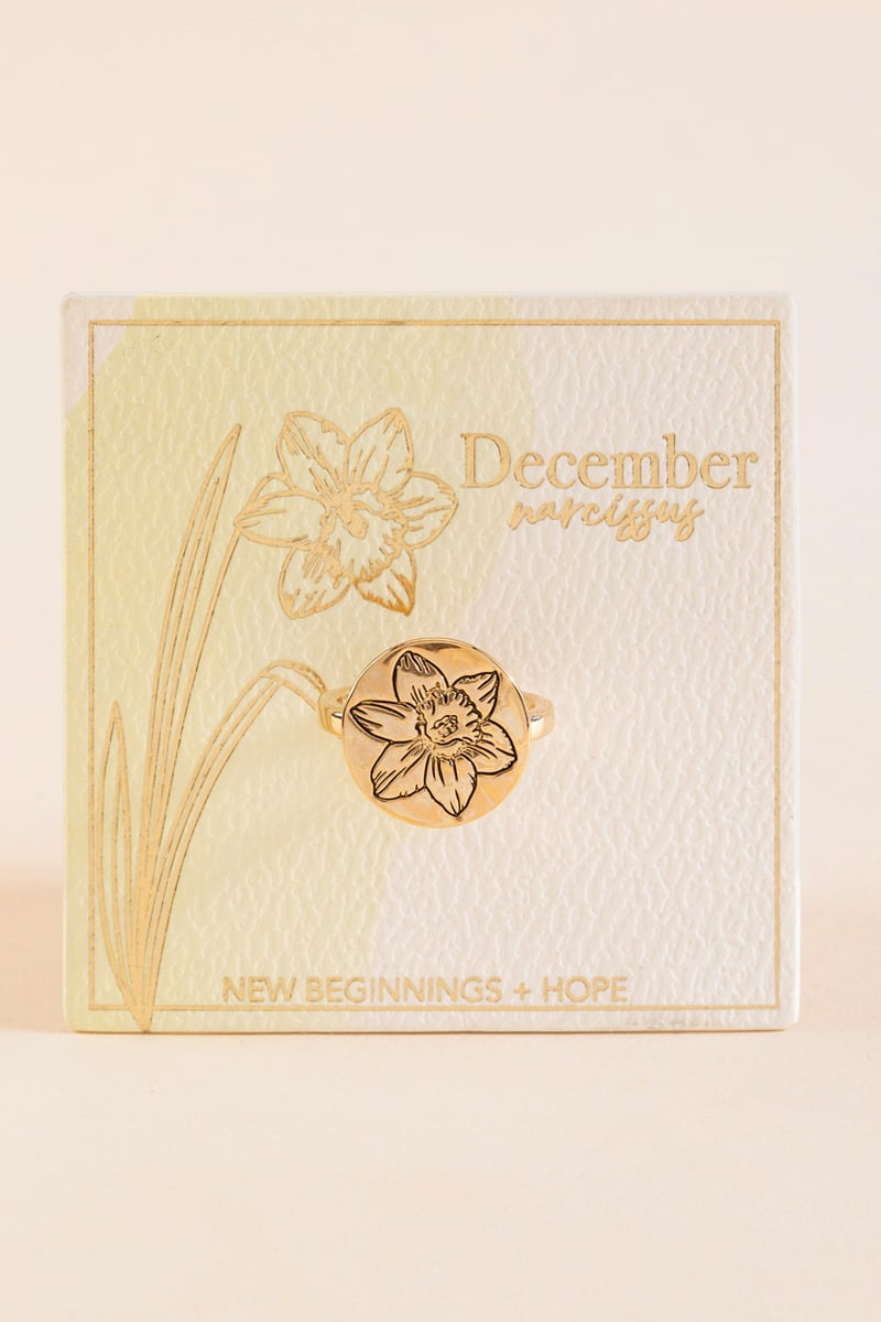 Birth Flower Etched Ring