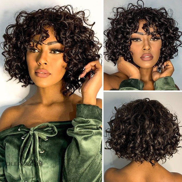 New Fashion Summer Natural Pixie Cut Curly Bob Wig