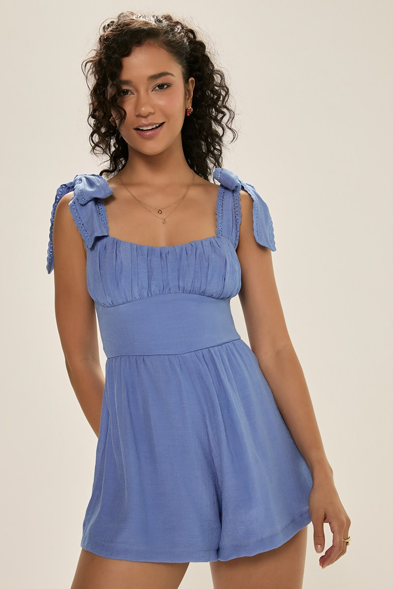 Sallie Bow Tie Strap Romper