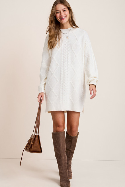 Julianne Cable Knit Sweater Mini Dress