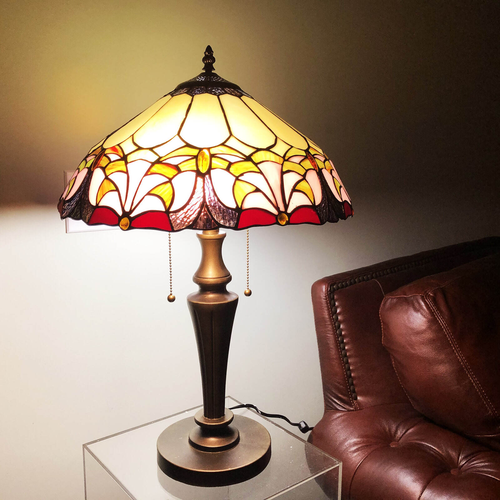 Tiffany Style Elegant 2 Lights Desktop Lamp 16-Inch Shade15719