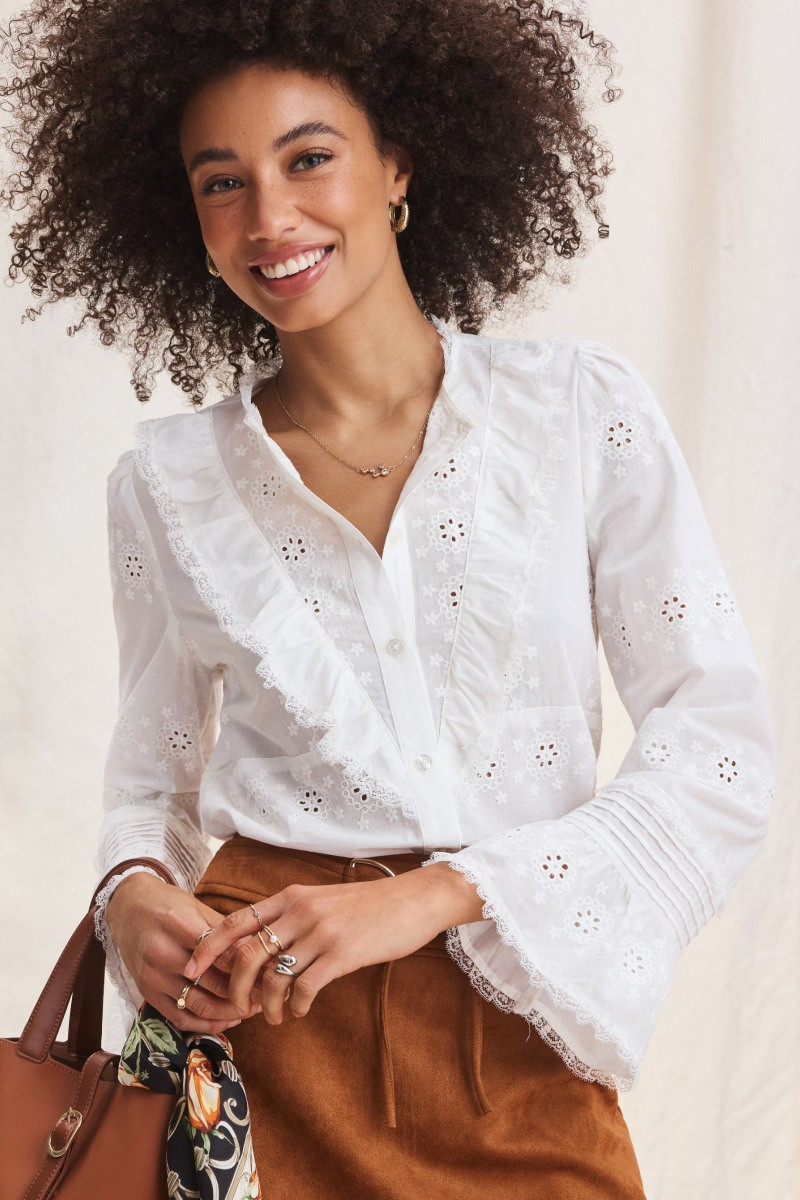 Alexis Eyelet Button Down Top