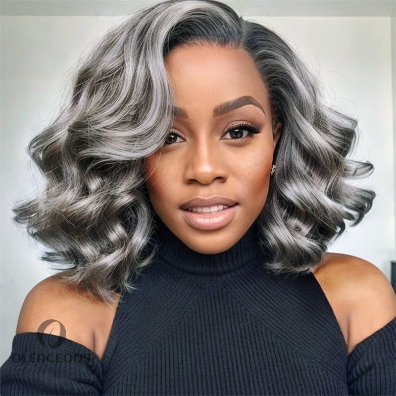 Trendy Limited Design | Salt & Pepper Body Wave Glueless 5x5 Closure Lace Bob Wig