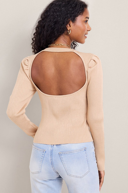 Maria Rib Knit Open Back Sweater