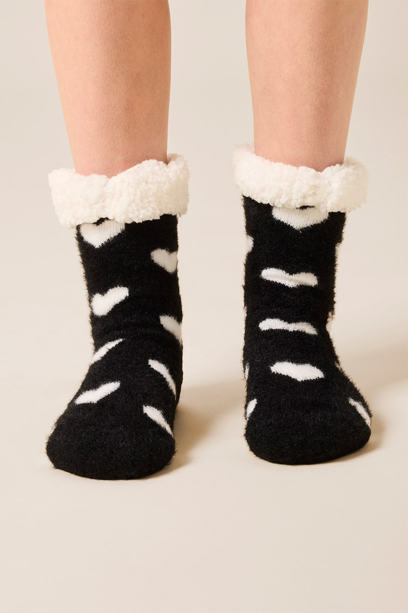 Clare Heart Print Slipper Socks