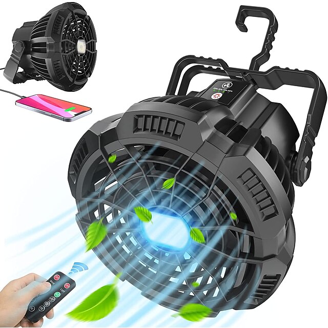 Outdoor Camping Fan and LED Light 2-in-1 Rechargeable Explosive Charging Camping Fan Light Tent Light Wild Fishing Portable Lighting