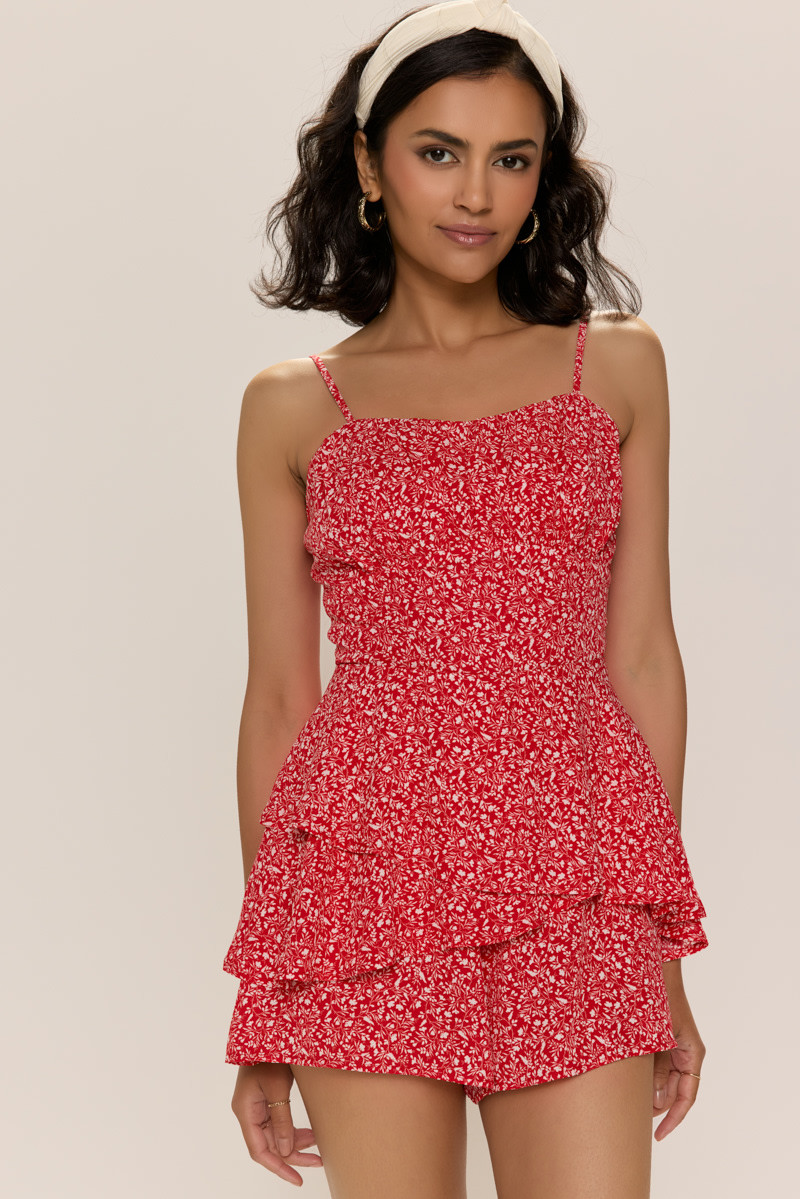 Nicole Floral Tiered Romper