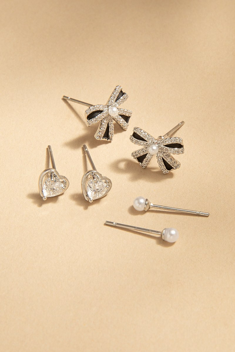 Diana Mixed Style Crystal Pearl Earring Set