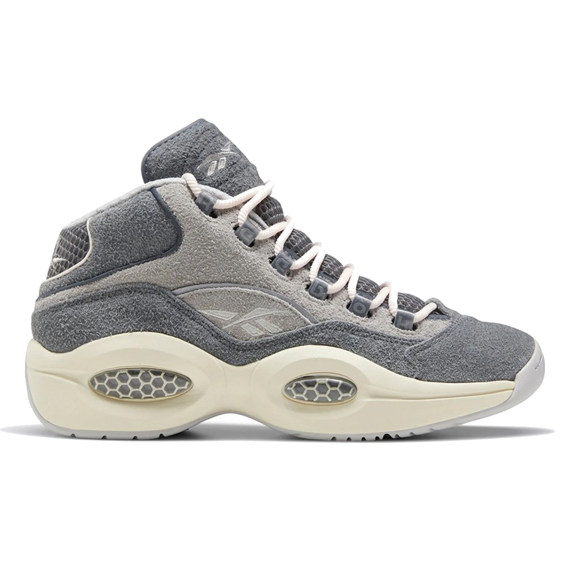 Final inventoryReebok Men's Question Mid Suede Shoes - Grey / Steel / Chalk White