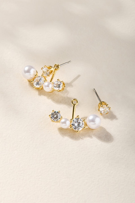 Stacie Pearl and Crystal Stud Earrings