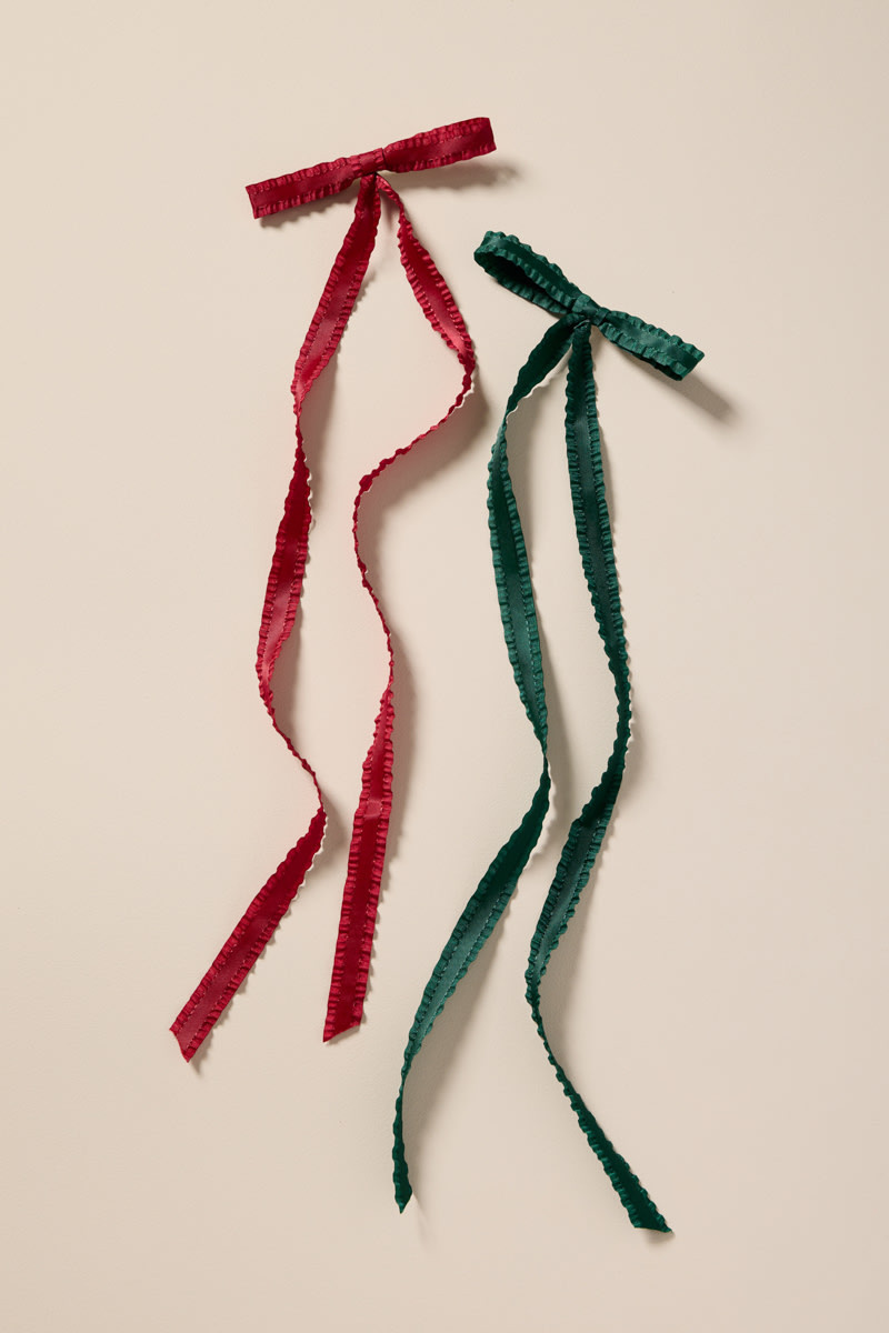 May Satin Bow Hair Barrette Set