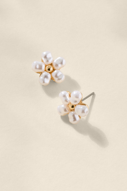 Dawn Pearl Flower Stud Earrings