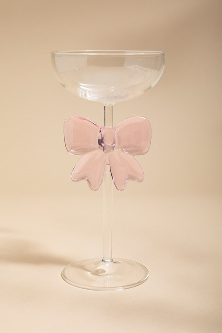 Pink Bow Stem Coupe Cocktail Glass