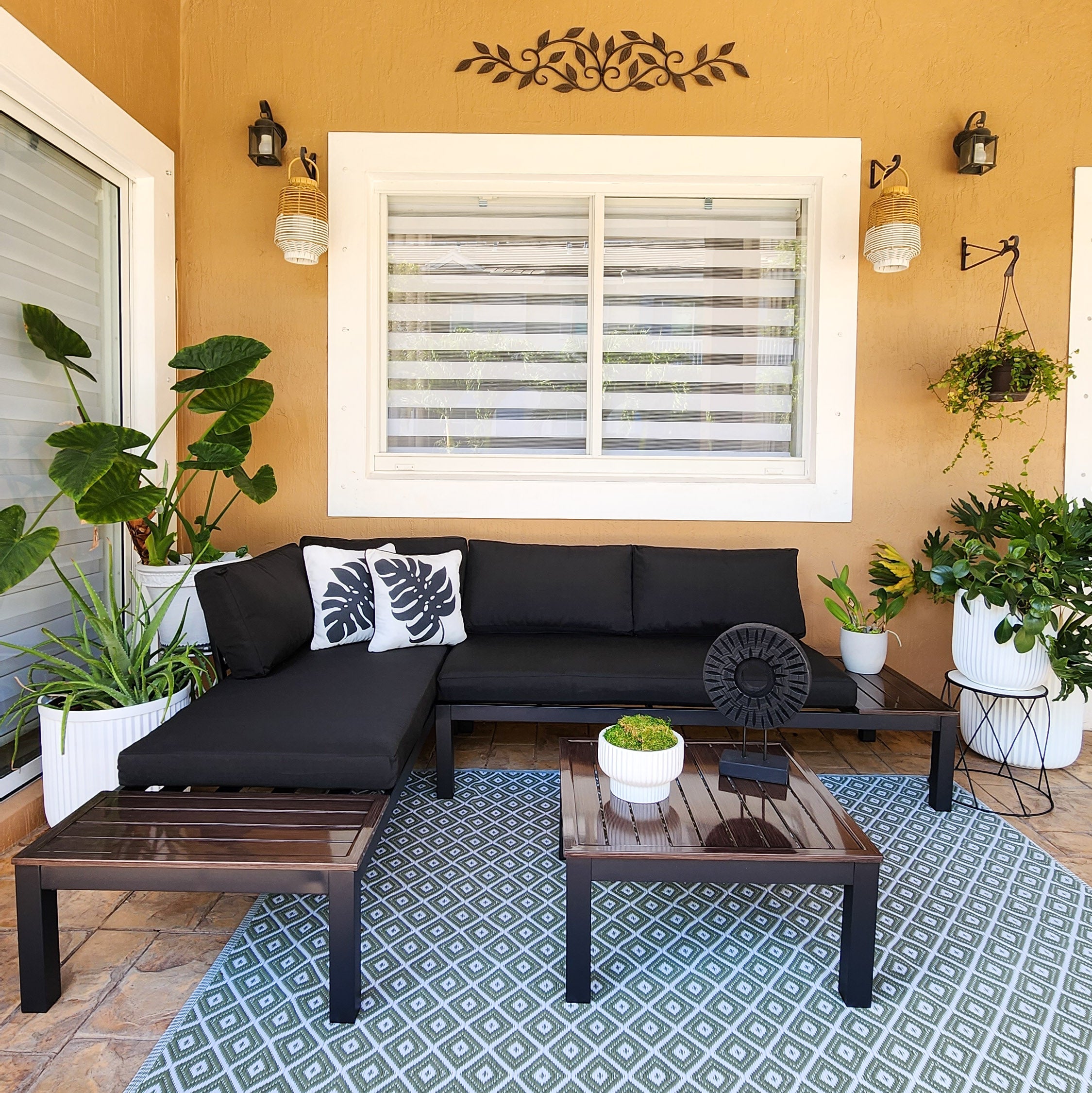 Outdoor Aluminum Sectional Sofa Set with Coffee Table