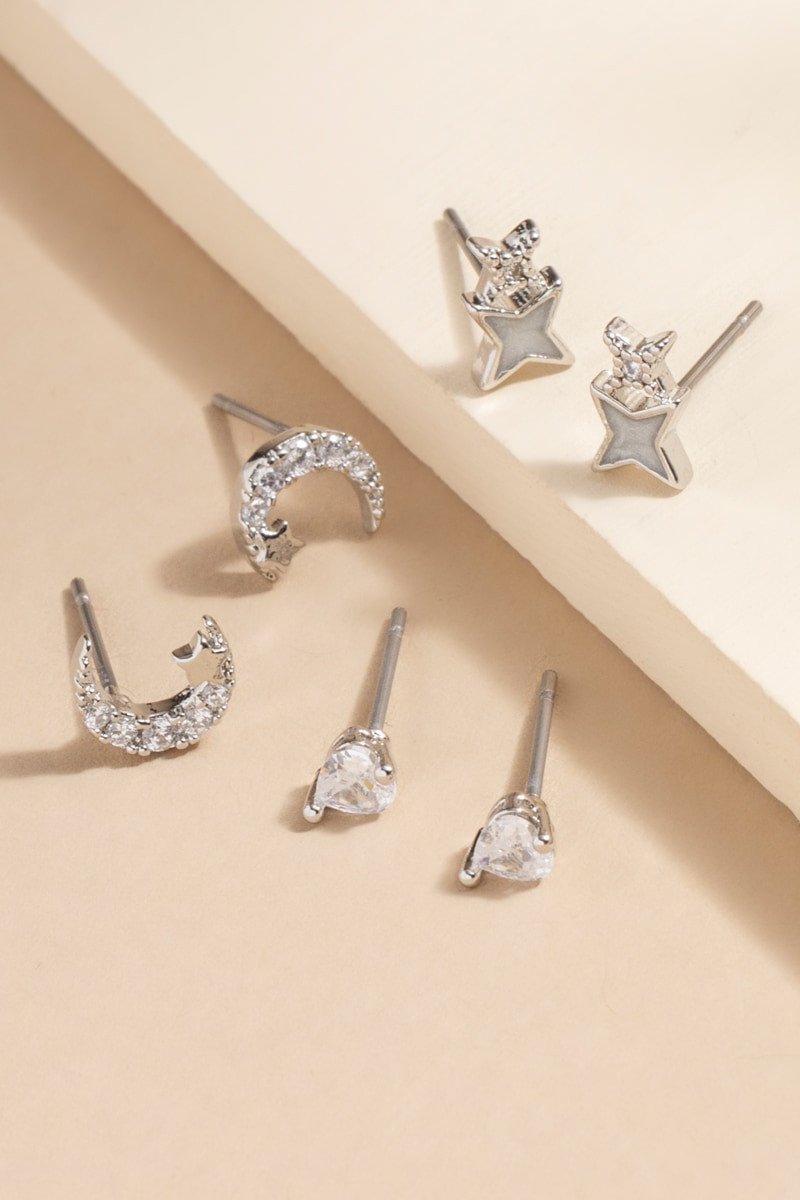 Shannon Moon Stud Earrings Set