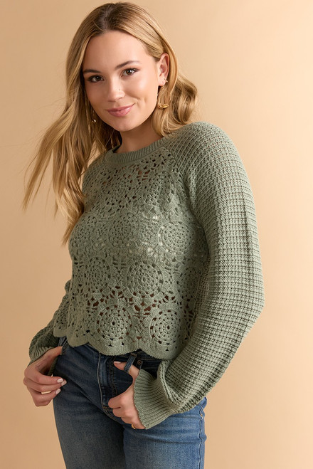 Lilly Crochet Front Pullover Sweater