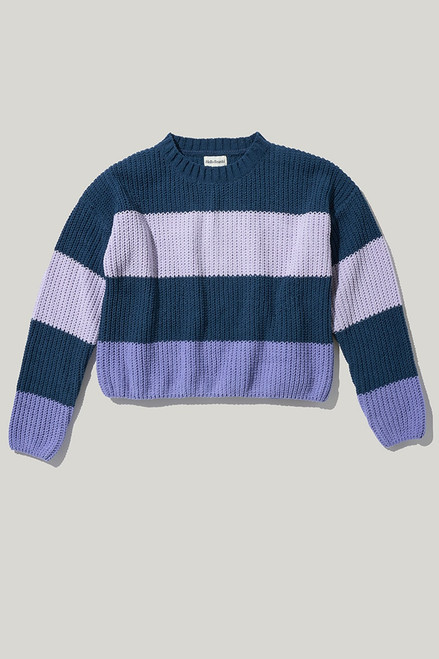 Hello Franki Color Block Striped Chenille Pullover for girls