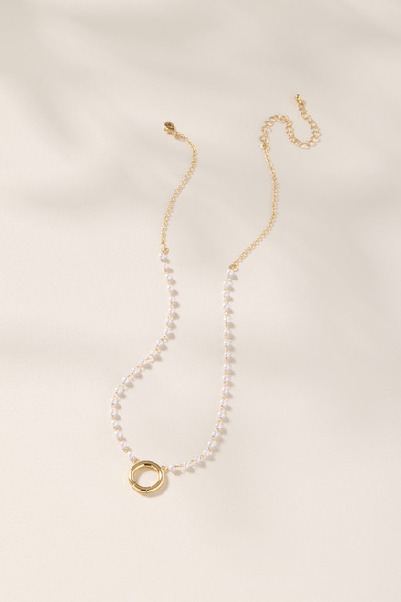 Pearl Cluster Charm Necklace Base Gold