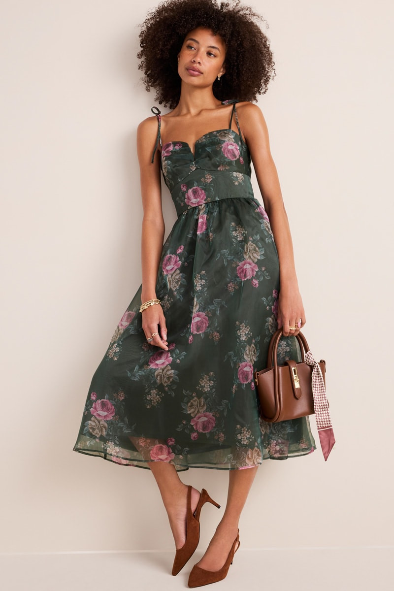 Katy Floral Tulle Midi Dress