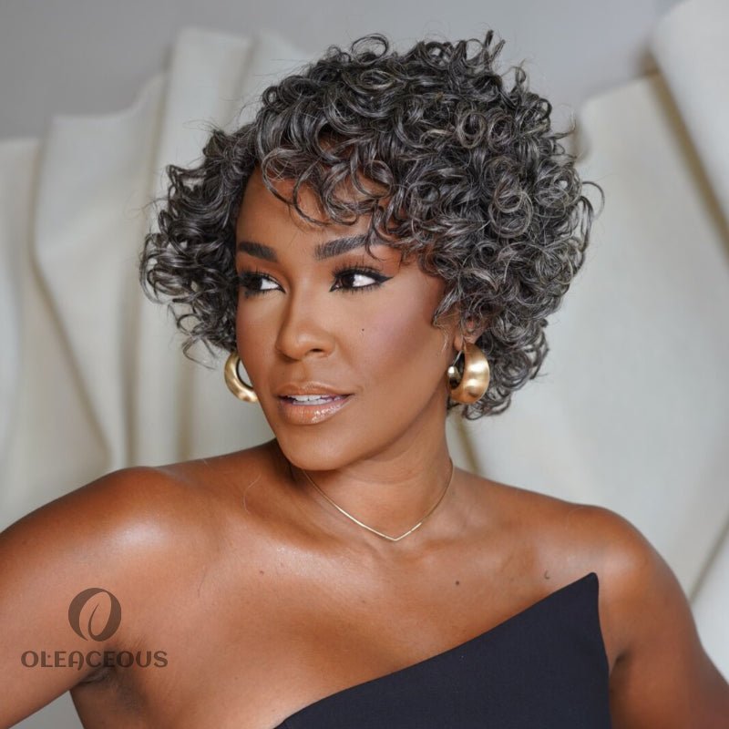 Put On & Go Salt And Pepper Pixie Cut Curly Wig