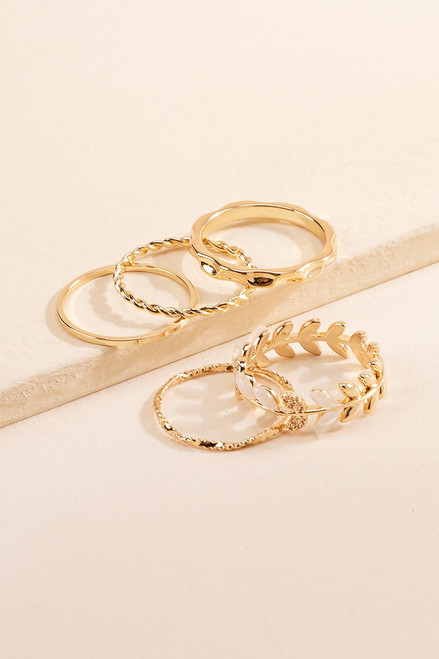 Alisha Cateye Leaf Ring Set