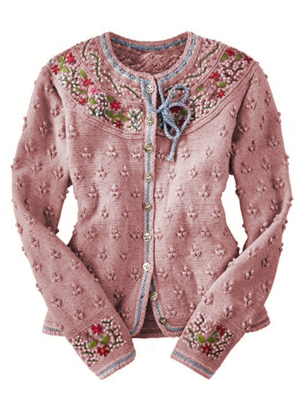 Jacket Bohemian Vintage Embroidery Long Sleeve Cotton-Blend Cardigan Sweater