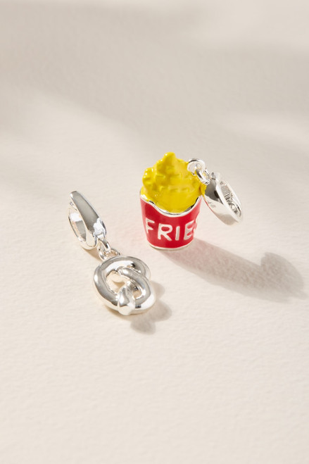 Fries and Pretzel Charm Set Silver