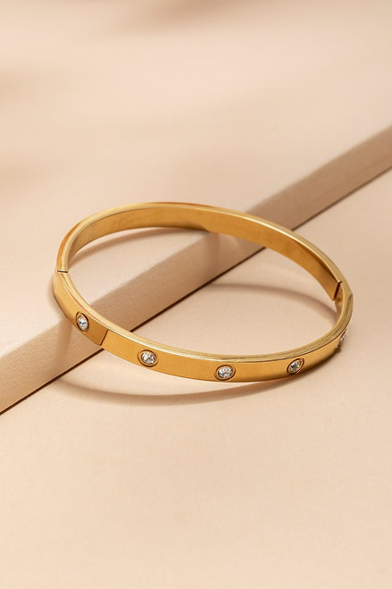 Donna Stainless Steel Gold Hinge Bracelet