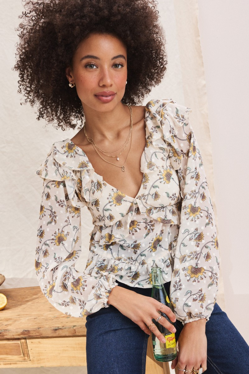Kathy Floral Tie Back Blouse