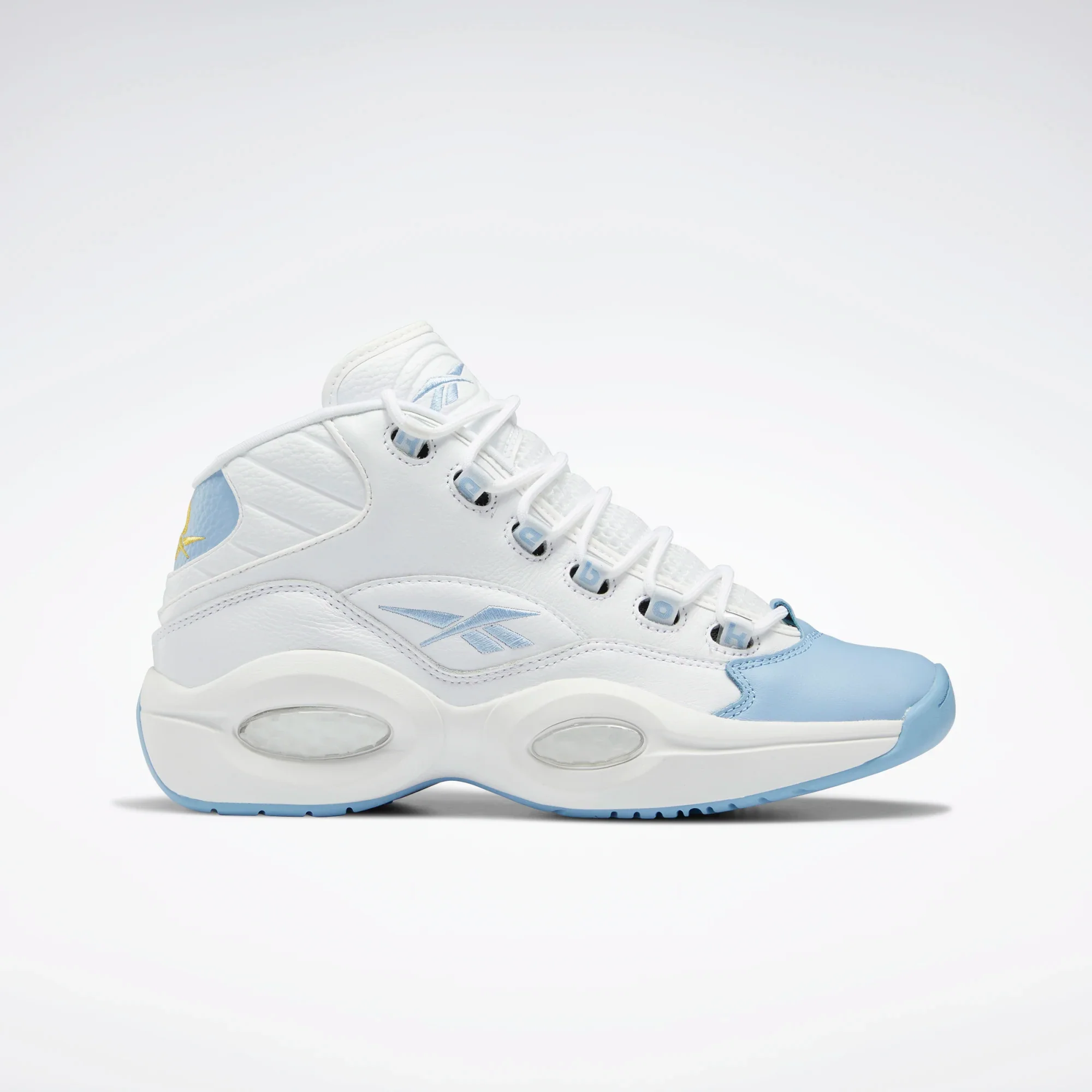 Final inventoryReebok Men's Question Mid Basketball Shoes - Ftwr White / Fluid Blue / Toxic Yellow