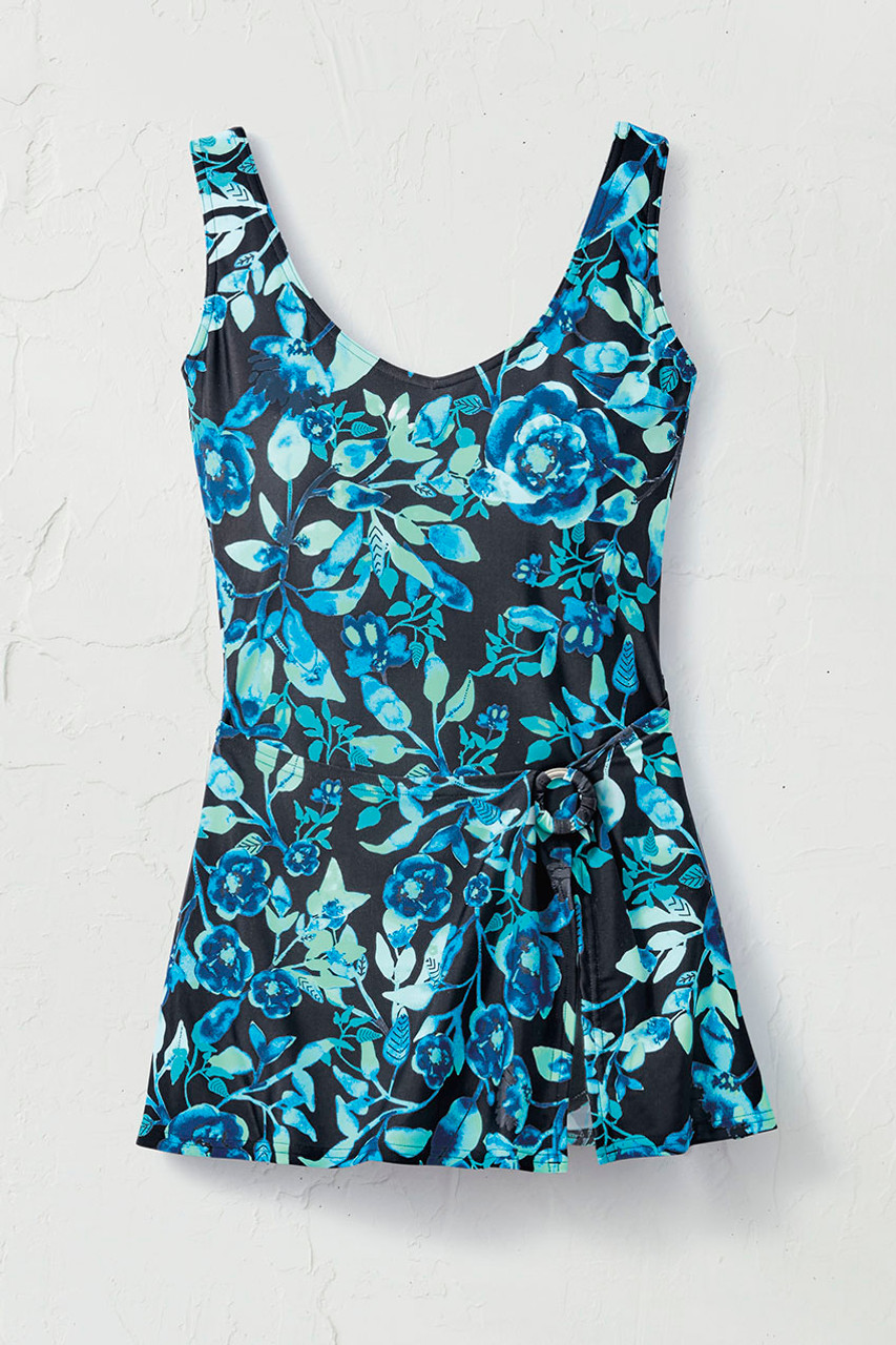 Watercolor Floral ShapeMeTM Sarong Swimdress