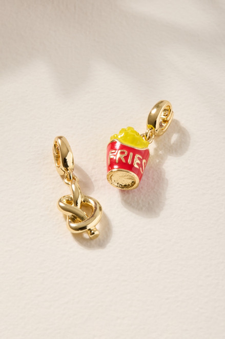 Fries and Pretzel Charm Set Gold