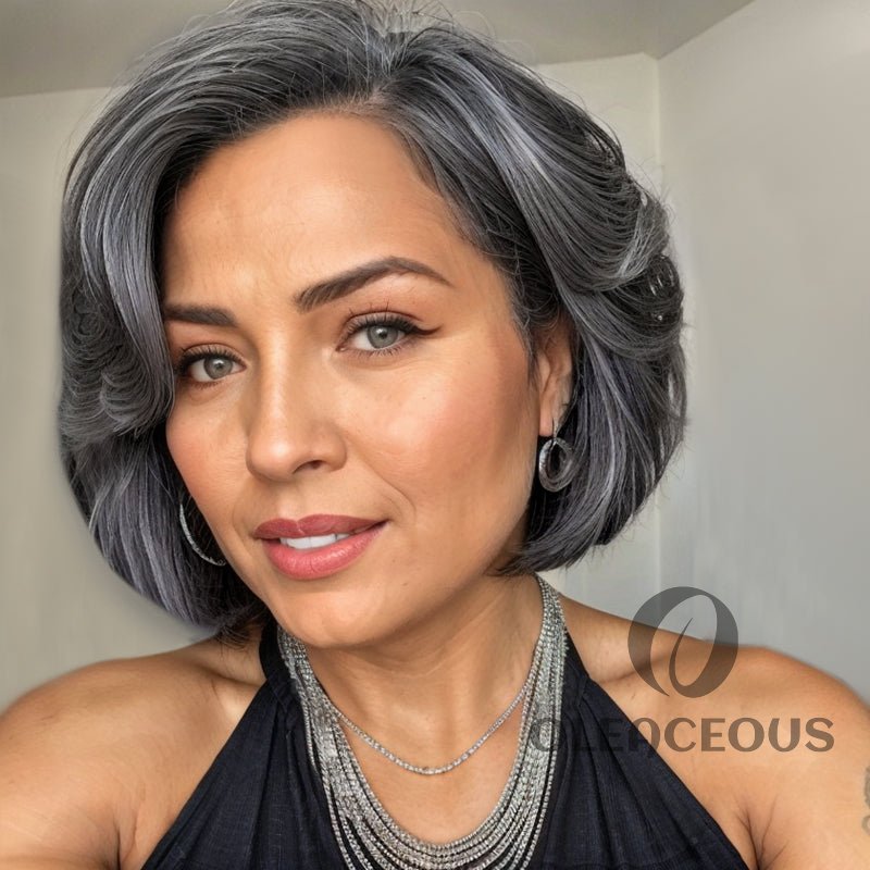 Trendy Limited Design | Salt & Pepper Side Part Bob Style Glueless 5x5 Closure Lace Wig