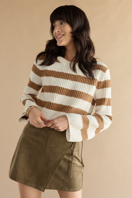 Joy Striped Chenille Bell Sleeve Pullover