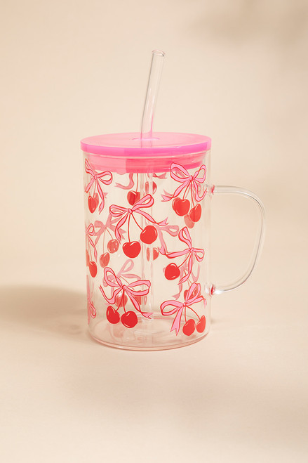 Tammie Cherry Bow 15oz Glass Mug