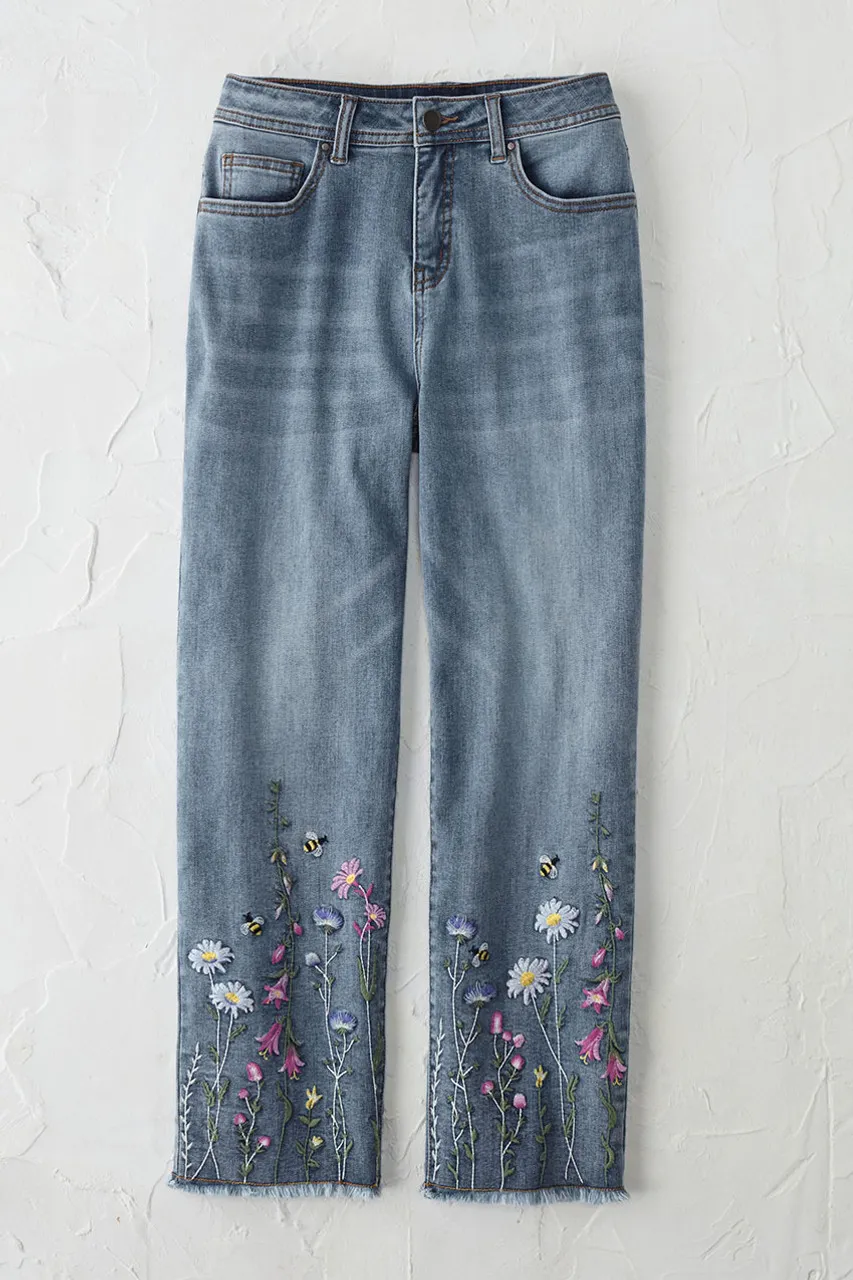 Meadowbrook Embroidered Cropped Jeans