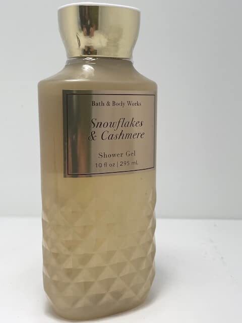 Bath & Body Works Snowflakes & Cashmere Shower Gel Body Wash with Aloe and Vitamin E 10 Ounce Full Size Diamond Plate Bottle