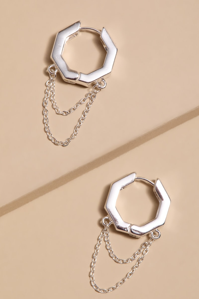 Cheryl Hexagon Huggie Hoop Earrings