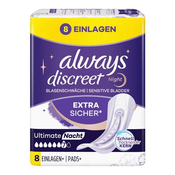 always Discreet Inkontinenz NachtDiscreet Inkontinenz-Einlagen Plus Ultimate Night