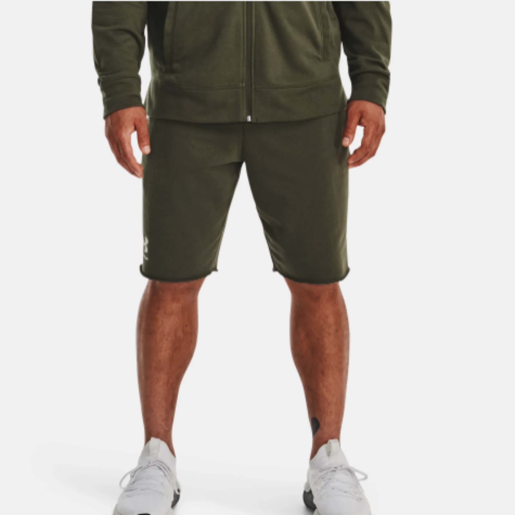 Men's Under Armour Rival Terry Shorts (Marine OD Green/Onyx White)
