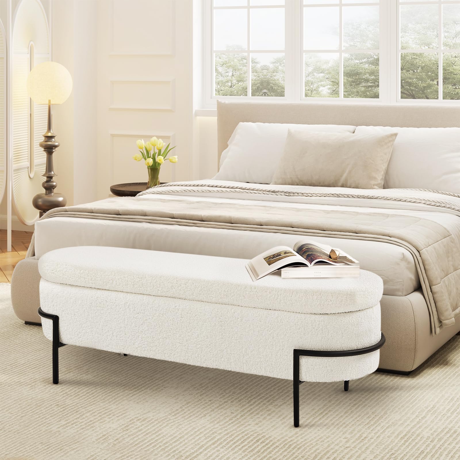 White storage footstool
