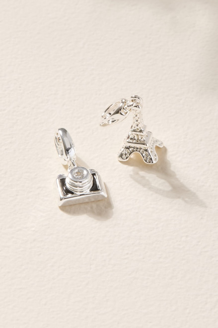 Eiffel Tower and Camera Charm Set Silver