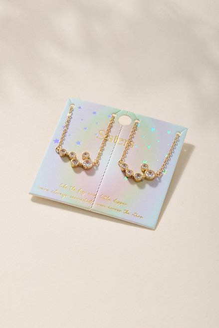 Sisters Bezel Cluster Pendant Necklace Set