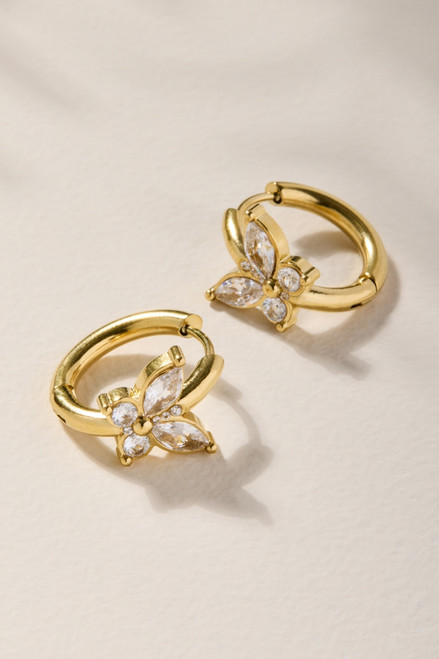 Pam Stainless Steel Butterfly Huggie Hoop Earrings