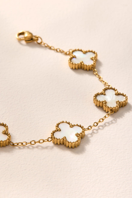 Nicole Stainless Steel Clover Station Bracelet