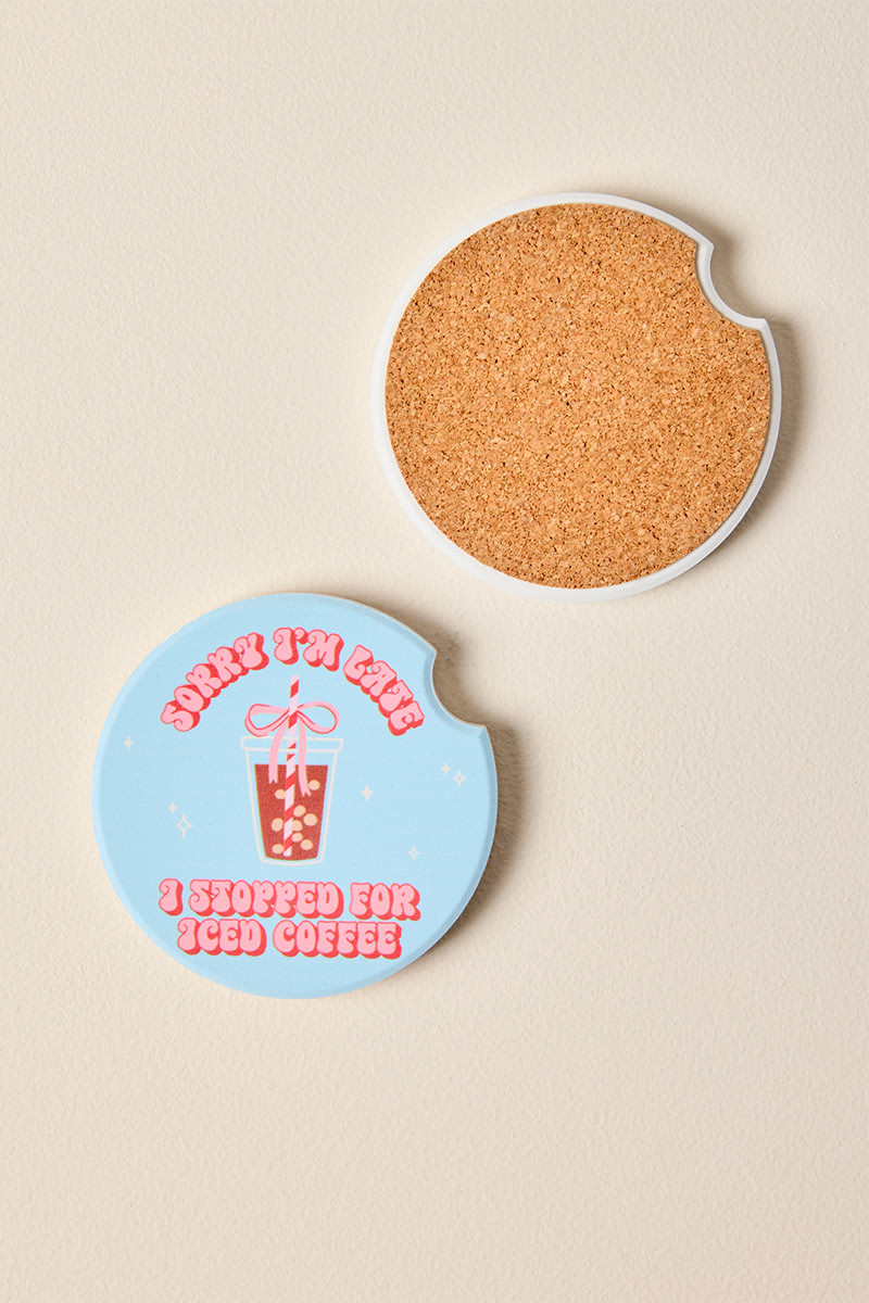 Stopped For Ice Coffee Car Coaster Set