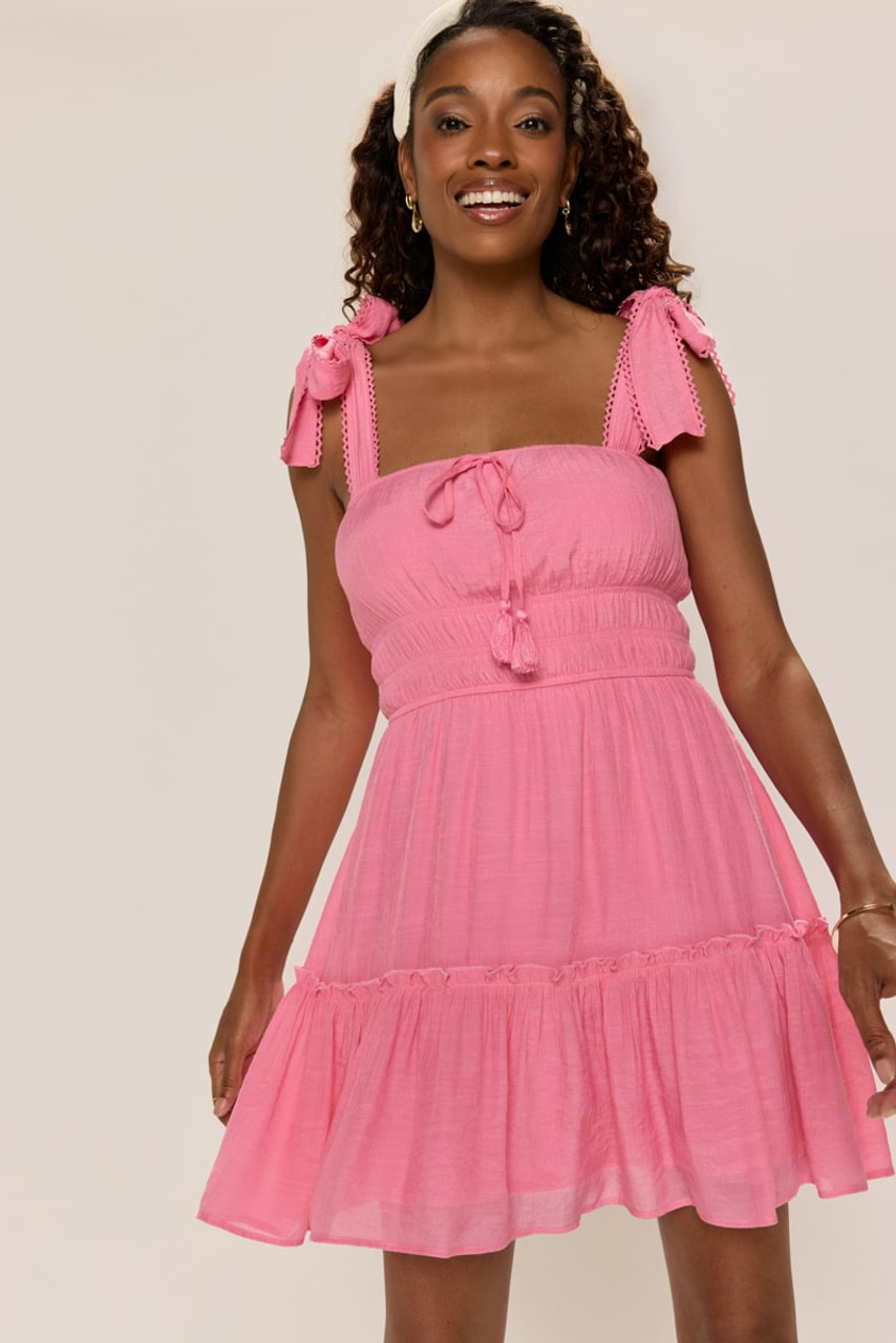 Liz Front Tie Ruffled Mini Dress