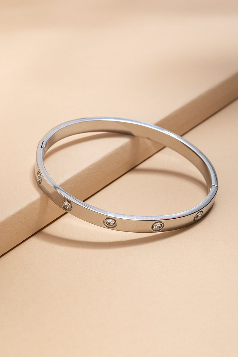 Donna Stainless Steel Silver Hinge Bracelet