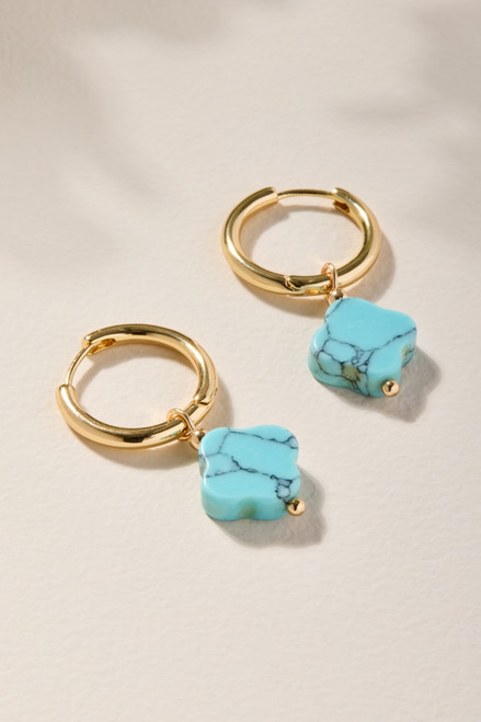 Amelia Turquoise Clover Huggie Hoop Earrings