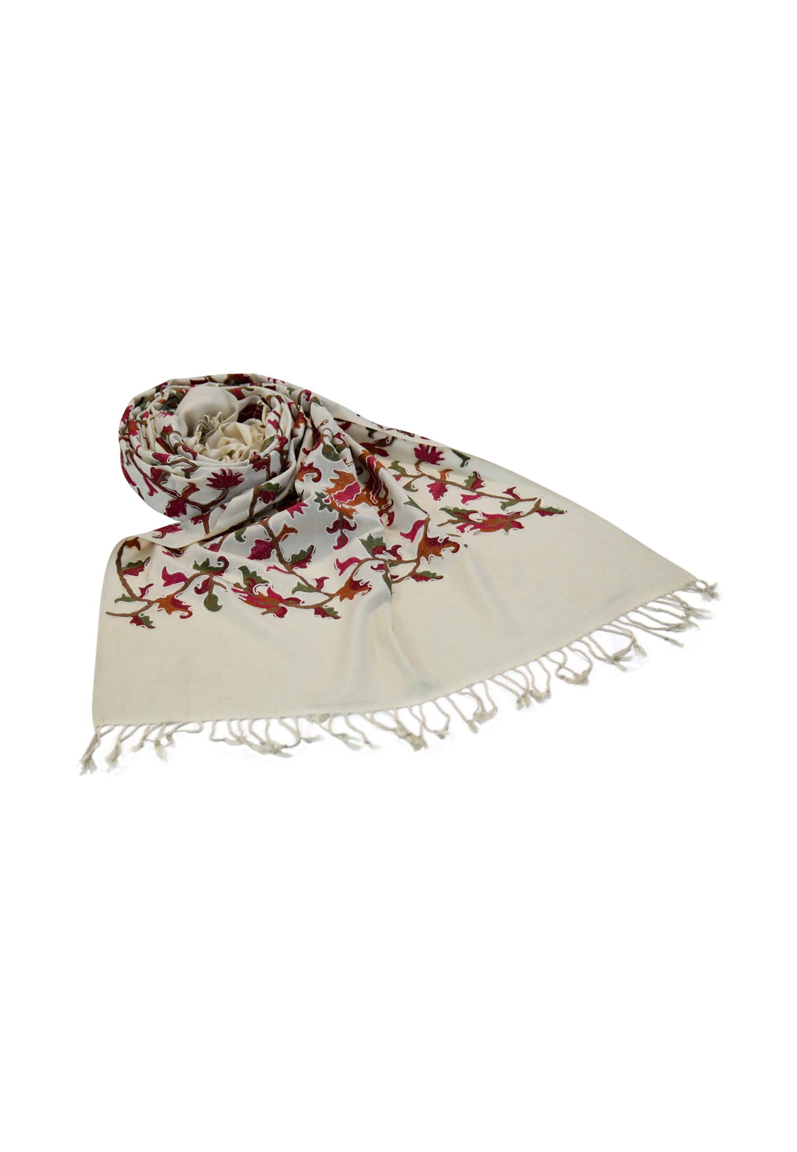 Blue Chilli Schal aus Kaschmirwolle von Ari Blossoms, exquisite florale Eleganz